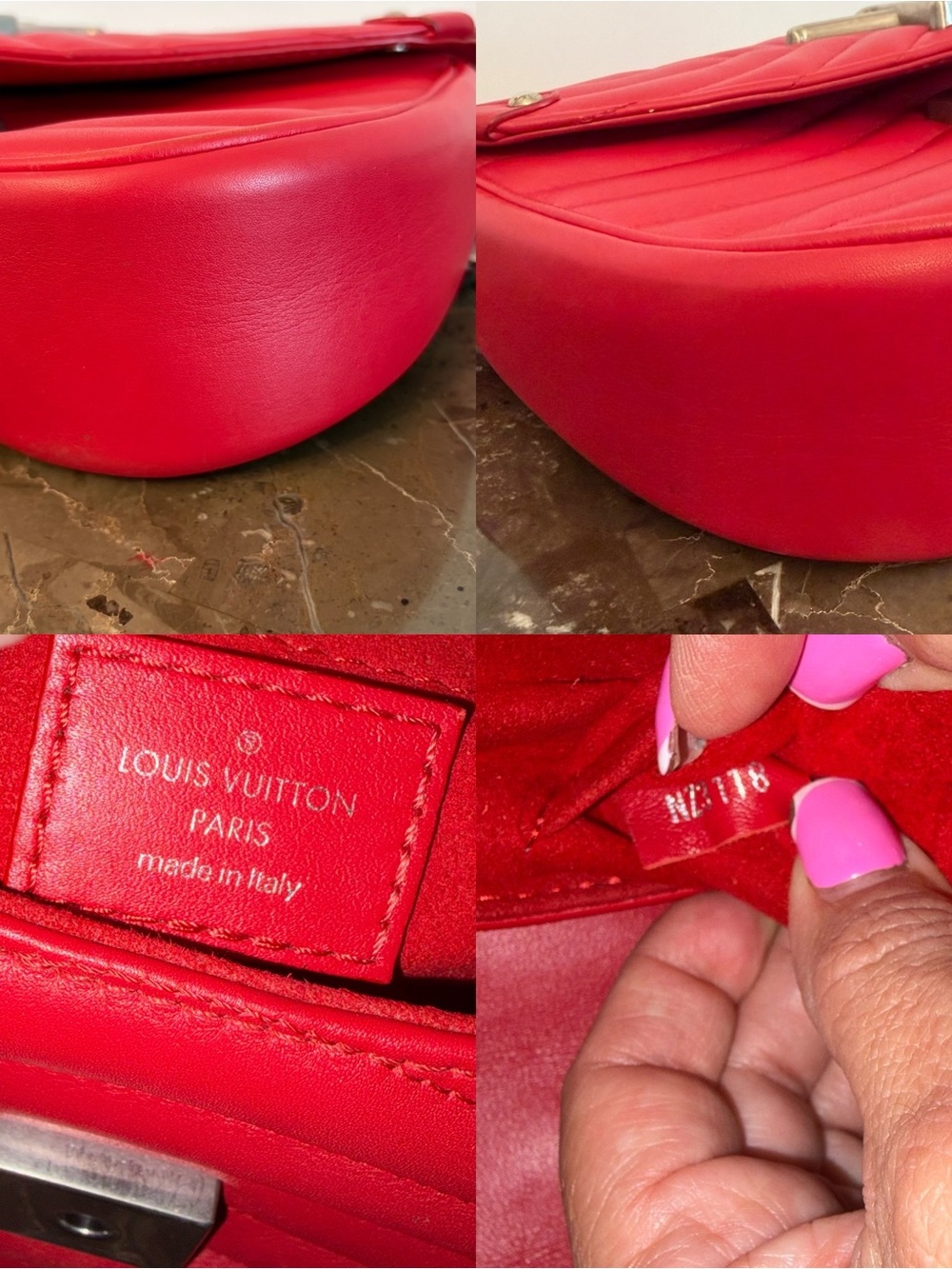 Louis Vuitton Red New Wave Calfskin Leather Crossbody Shoulder Bag MM Chain Link - Picture 5 of 16